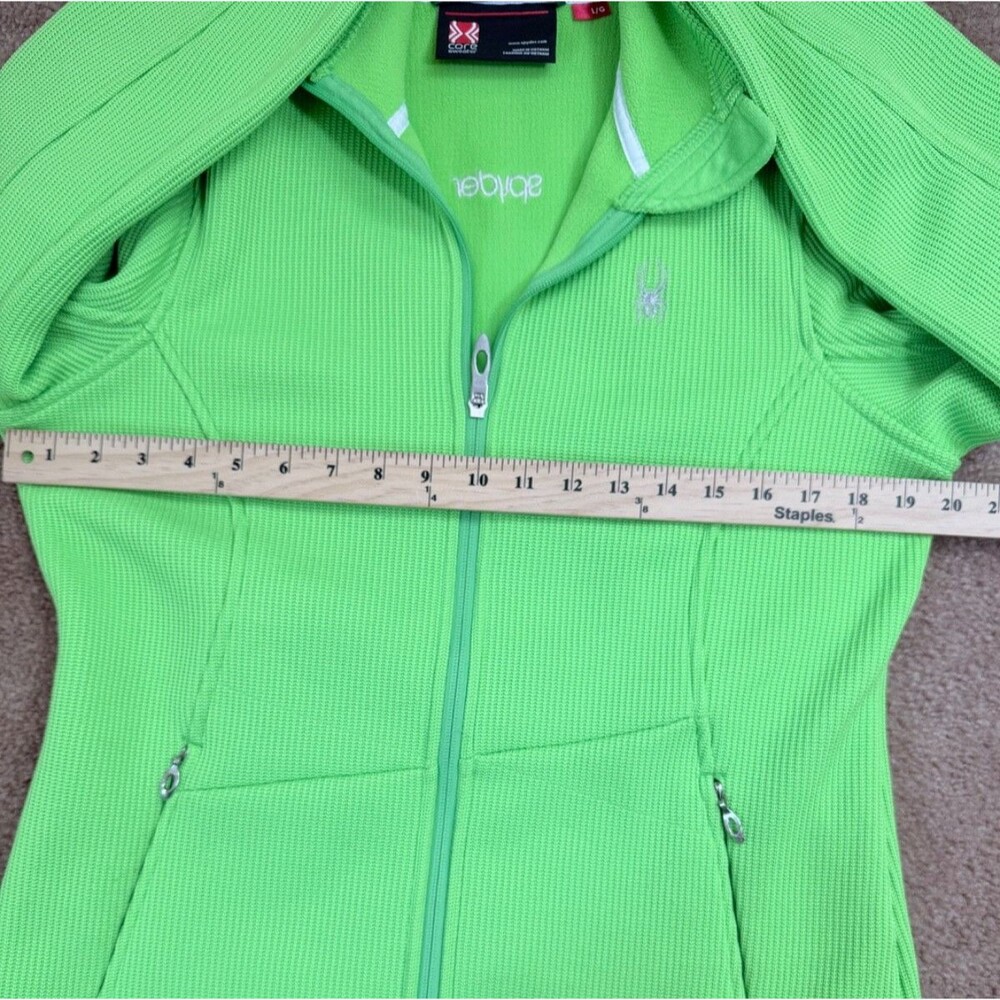 Spyder Women's Core Sweater Active Jacket Neon Lime Green Full Zip Knit Y2K L - Picture 9 of 15